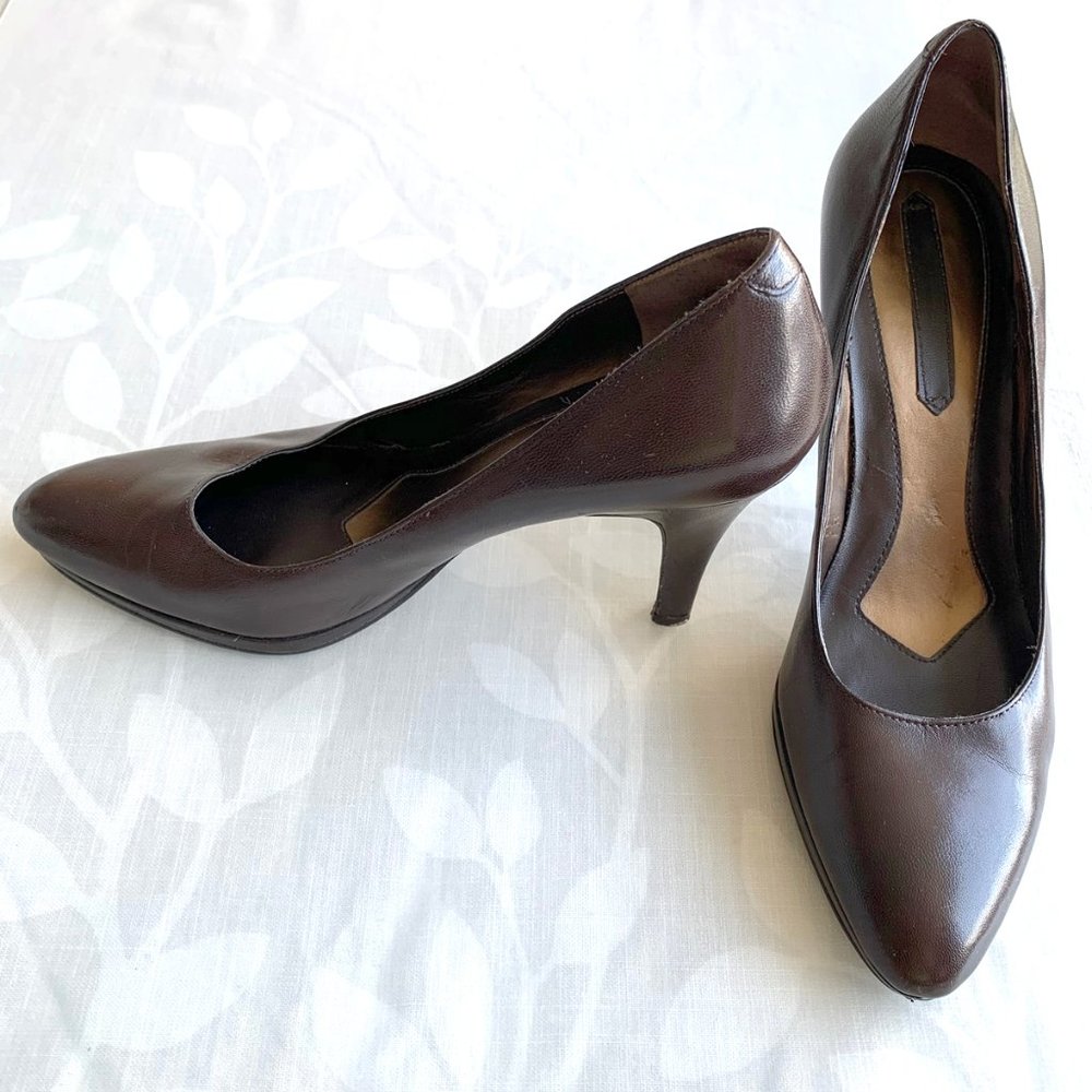 BANDOLINO brown slip-on stiletto pumps